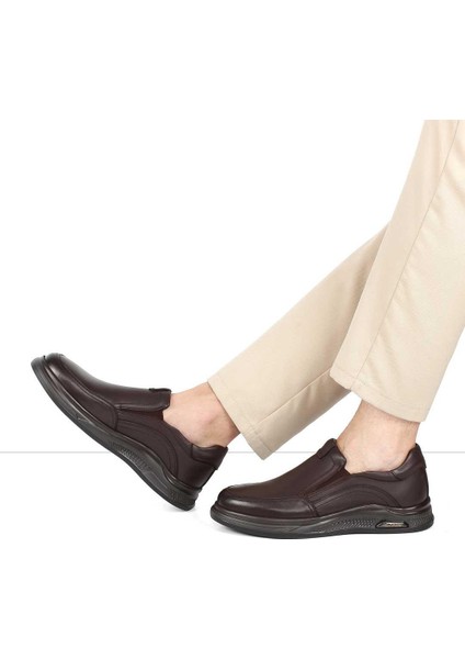 Erkek Kahverengi Kalın Tabanlı Deri Günlük Ayakkabı