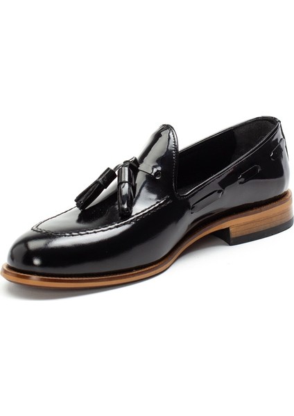 Erkek Siyah Püsküllü Rugan Deri Loafer fırsatları