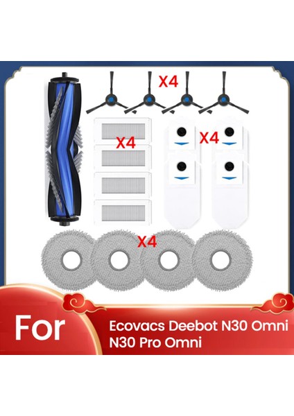 Ecovacs Için 17 Pcs Deebot N30 Omni / N30 Pro Omni Vakum Süpürge Parçaları Silin Silin Fırça Filtre Mop Kumaş Toz Torbası (Yurt Dışından)