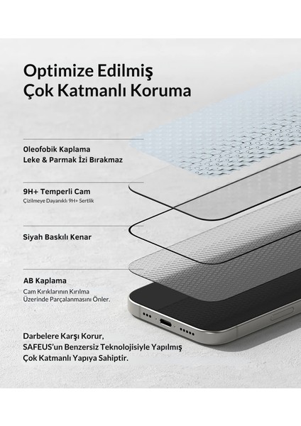 iPhone 17 Pro 9h+ Tam Kaplayan Parmak Izi Bırakmayan Safir Ekran Koruyucu Cam
