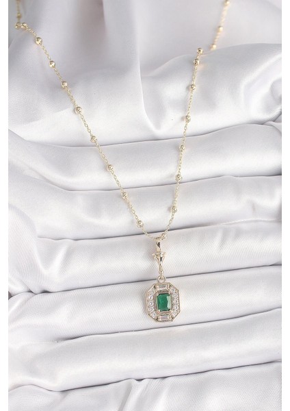 Pirinç Gold Renk Zirkon Taşlı Topçuk Zincir Serenay Model Kadın Kolye - PRT3500EB04338 fiyatları