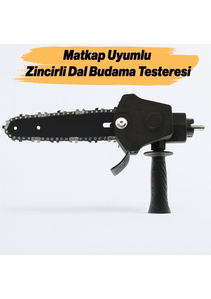 Matkap Uyumlu Zincirli Dal Budama Testeresi Ahşap Sunta Mdf Kesme Aparatı Tutma Kollu Zincir Dahil