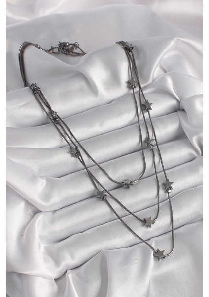 Pirinç Füme Renk 3lü Yıldız Model Kadın Kolye - PRT3500EB03286 fiyatları