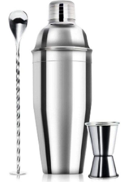 3 Parça 750 ml Kokteyl Seti Şık Shaker ve Pipet Hediyeli