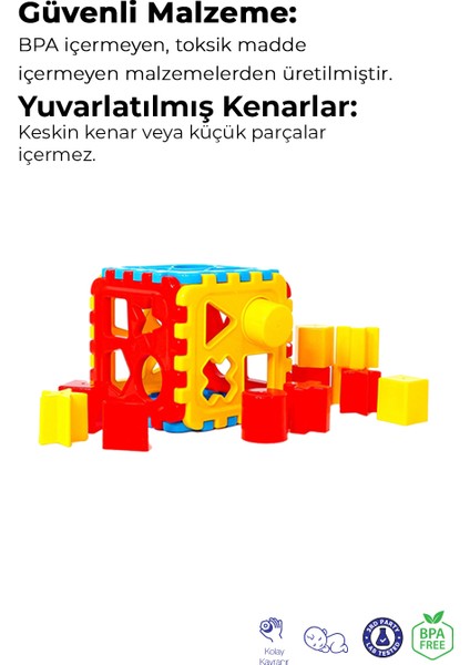 Eğitici Bul-Tak Küp Renkli Şekillerle Öğrenme Oyuncağı 12 Ay Üzeri Bebek ve Çocuklar İçin