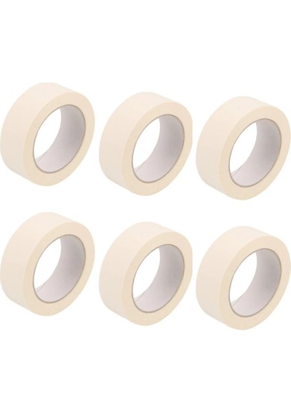 6 Adet Maskeleme Bandı Boya Bandı 24MM x 25M Kağıt Bant