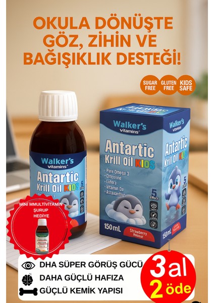Krill Oil - Balık Yağı, Odaklanma , Büyüme , Omega 3 ,stikolin Epa,dha Içeren Çocuk Şurubu
