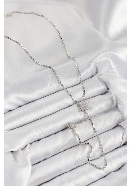 Pirinç Zirkon Taşlı Ezme Zincirli Kutup Yıldızı Model Gümüş Renk Y Kolye - PRT3500EB08347 fiyatları