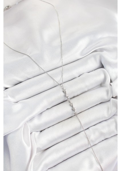 Pirinç Zirkon Taşlı Sıralı Yıldız Figürlü Y Model Gümüş Renk Kadın Kolye - PRT3500EB06970 fiyatları