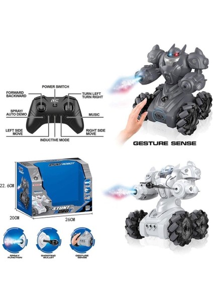 Nessiworld SYR-666-861 Kumandalı Şarjlı Işıklı Roket ve Buhar Atan Robot Araba -Vardem Oyuncak modelleri