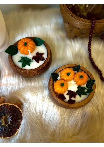 Çok Renkli Balkabak Figürlü Aromaterapi Dekoratif Kokulu Mum Takımı
