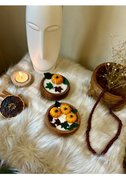 Çok Renkli Balkabak Figürlü Aromaterapi Dekoratif Kokulu Mum Takımı