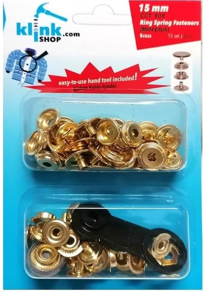15 mm Kendin Yap Kiti, Kalın Mont, Giyim, Çanta, Deri Için Çekiçle Uygulama Aparatları ve Gold Renk 15 Adet Çıtçıt Düğme Takım-Paslanmaz Pirinç modelleri