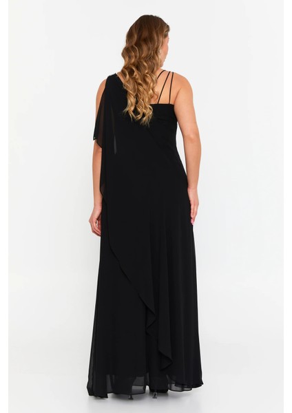 Kadın Büyük Beden Kolsuz Taş Detaylı Uzun Abiye Elbise 6671 Siyah fırsatları