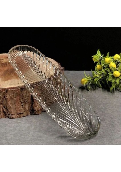 40 cm Cam Kayık Tabak, Şık ve Zarif Sunum Tabağı, Kahverengi