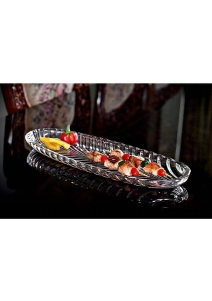 40 cm Cam Kayık Tabak, Şık ve Zarif Sunum Tabağı, Kahverengi fiyatları