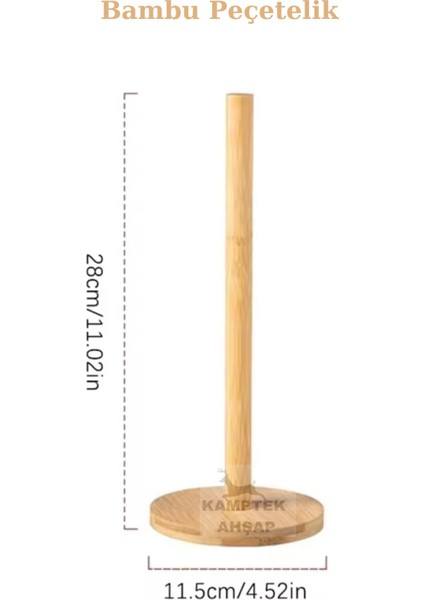 Ahşap Rulo ve Peçete Tutucu, Masa Üstü, Şık ve Fonksiyonel Tasarım