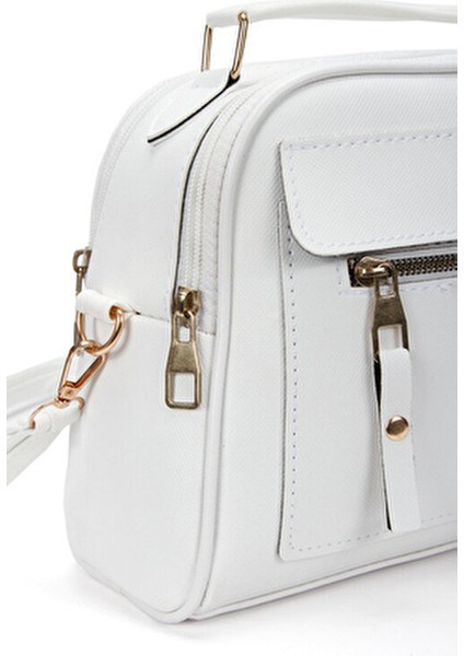 Kadın Üç Bölmeli Suni Deri Çapraz Askılı El ve Omuz Çantası Modern Tasarım