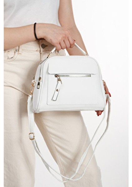 Kadın Üç Bölmeli Suni Deri Çapraz Askılı El ve Omuz Çantası Modern Tasarım