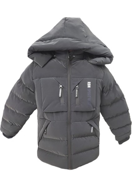 Erkek Çocuk Içi Peluş Astarlı Çıkarılabilir Kapüşonlu Su Geçirmez Mont 2042