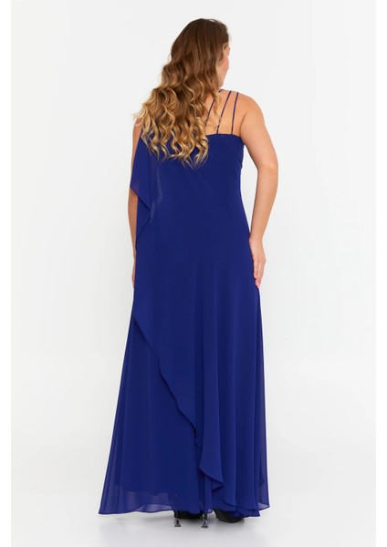 Kadın Büyük Beden Kolsuz Taş Detaylı Uzun Abiye Elbise 6671 Mor fırsatları