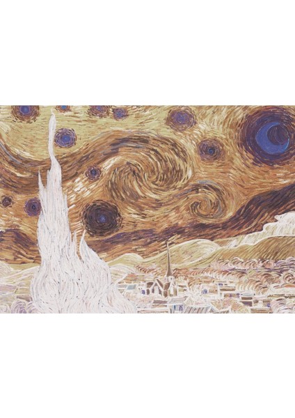1000 Parça Zor Seviye Yıldızlı Gece Vincent van Gogh Tasarımlı 2 mm Mavi Karton modelleri