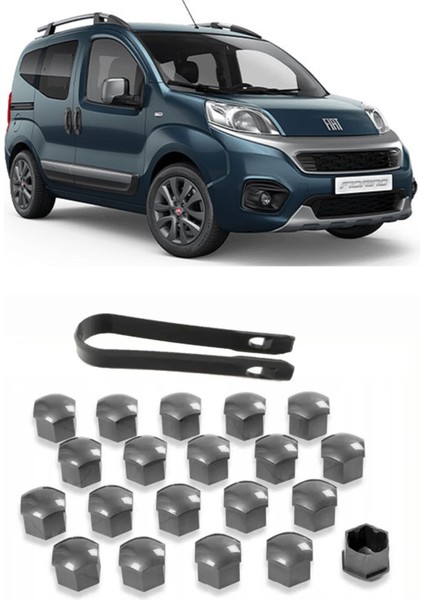 Fiat Fiorino 2007 - 2024 Uyumlu Gri Bijon Kapağı Takımı 17MM - 20 Adet