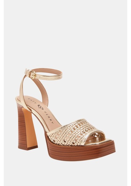 The Steady Ankle Strap Kadın Altın Hasır Topuklu Sandalet fiyatları