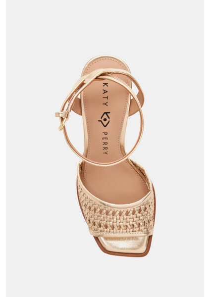 The Steady Ankle Strap Kadın Altın Hasır Topuklu Sandalet fırsatları
