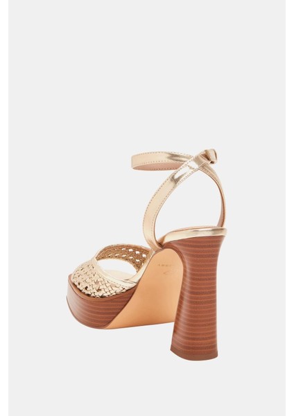 The Steady Ankle Strap Kadın Altın Hasır Topuklu Sandalet indirimleri