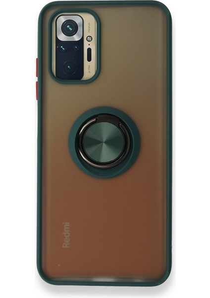 Xiaomi Redmi Note 10 Kılıf Kamera Korumalı Yüzüklü Manyetik Standlı Arkası Buzlu Iring Kapak