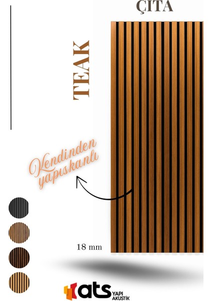 Kendinden Yapışkanlı Çıta – 12 Adet | 240 cm Uzunluk | 18 mm Kalınlık Duvar Dekor Paneli