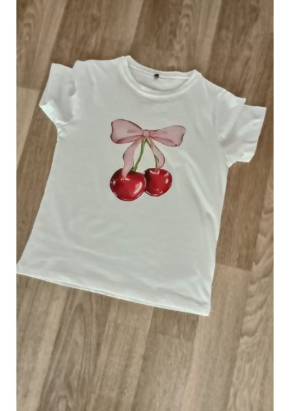 Kiraz Desenli Tşört