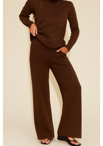 Yakası Fermuarlı Tunik ve Pantolon Ikili Triko Takım modelleri