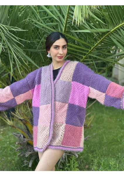El Örgüsü Peluş Yumuşak Kadın Oversize Hırka
