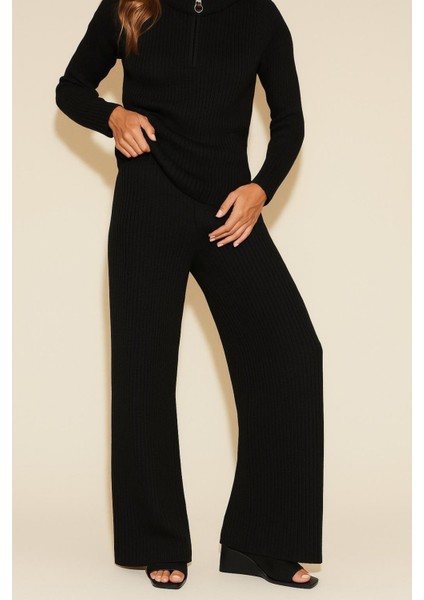 Yakası Fermuarlı Tunik ve Pantolon Ikili Triko Takım fiyatları