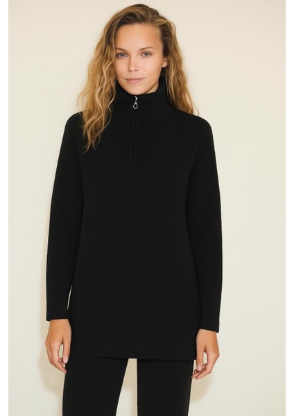 Yakası Fermuarlı Tunik ve Pantolon Ikili Triko Takım modelleri