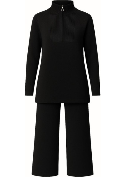 Yakası Fermuarlı Tunik ve Pantolon Ikili Triko Takım fırsatları