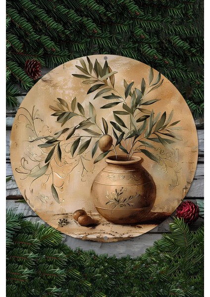 Zeytin Dalı ve Seramik Vazo Temalı Uv Baskı Mdf Duvar Süsü – 33X33 cm & 20X20 cm DT211 fiyatları