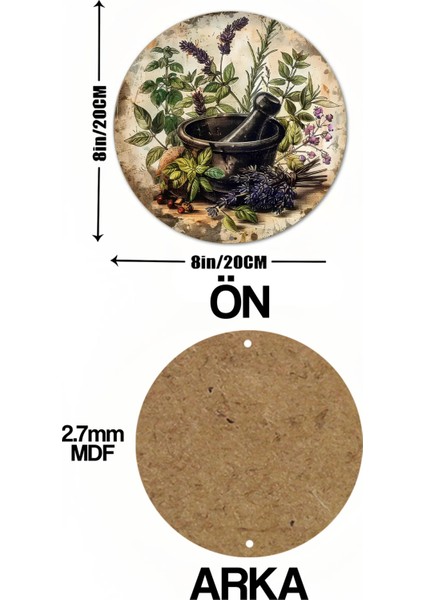 Şifalı Otlar ve Havan Temalı Uv Baskı Mdf Duvar Süsü – 33X33 cm & 20X20 cm DT215 indirimleri