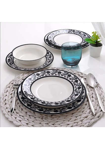 Yonca 24 Parça Yemek Takımı Koyu Siyah 8322