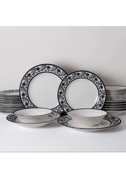 Yonca 24 Parça Yemek Takımı Koyu Siyah 8322 fırsatları