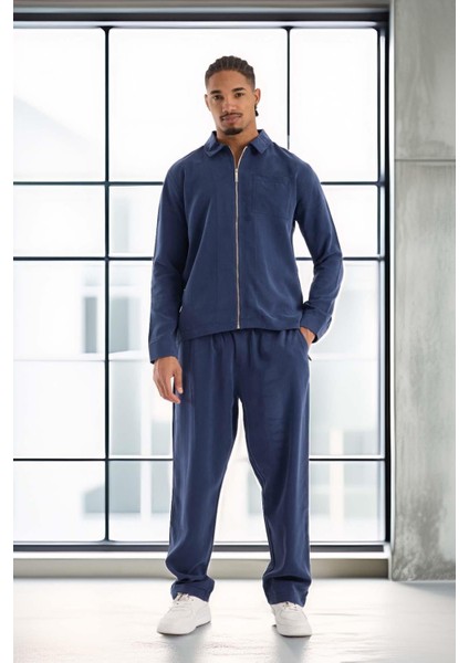 Regular Fit Cupra Kumaş Fermuarlı Erkek Ceket - Lacivert indirimleri