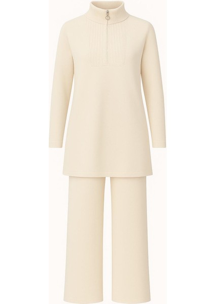 Yakası Fermuarlı Tunik ve Pantolon Ikili Triko Takım fırsatları