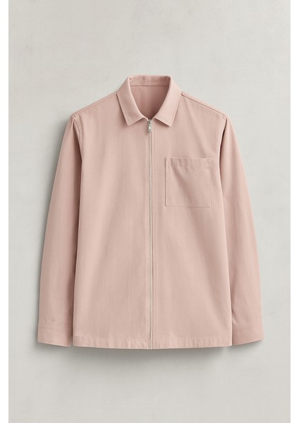 Regular Fit Cupra Kumaş Fermuarlı Erkek Ceket - Bej