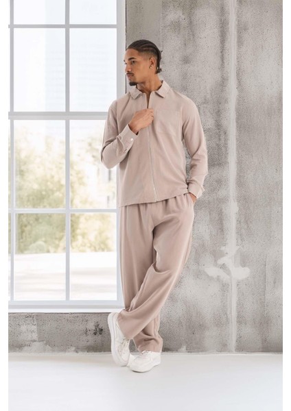 Regular Fit Cupra Kumaş Fermuarlı Erkek Ceket - Bej indirimleri