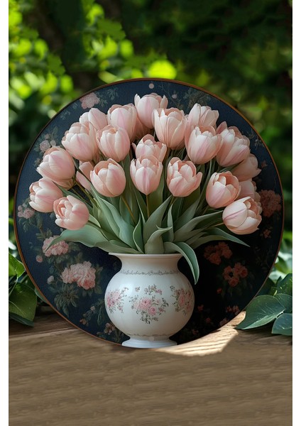 Zarif Çiçek Vazolu Uv Baskı Mdf Duvar Süsü – 33X33 cm & 20X20 cm DT224