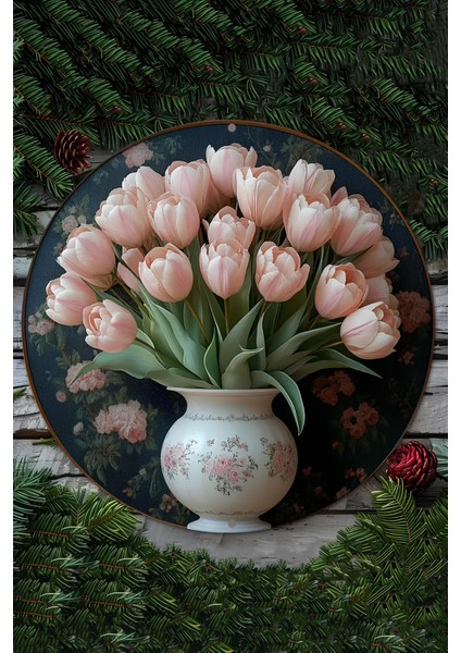 Zarif Çiçek Vazolu Uv Baskı Mdf Duvar Süsü – 33X33 cm & 20X20 cm DT224 fiyatları