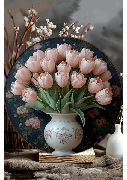 Zarif Çiçek Vazolu Uv Baskı Mdf Duvar Süsü – 33X33 cm & 20X20 cm DT224 modelleri