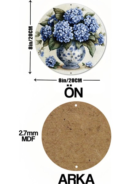 Uv Baskı Mdf Duvar Süsü – Mavi Ortanca Vazolu Tasarım – 33X33 cm & 20X20 cm DT231 indirimleri